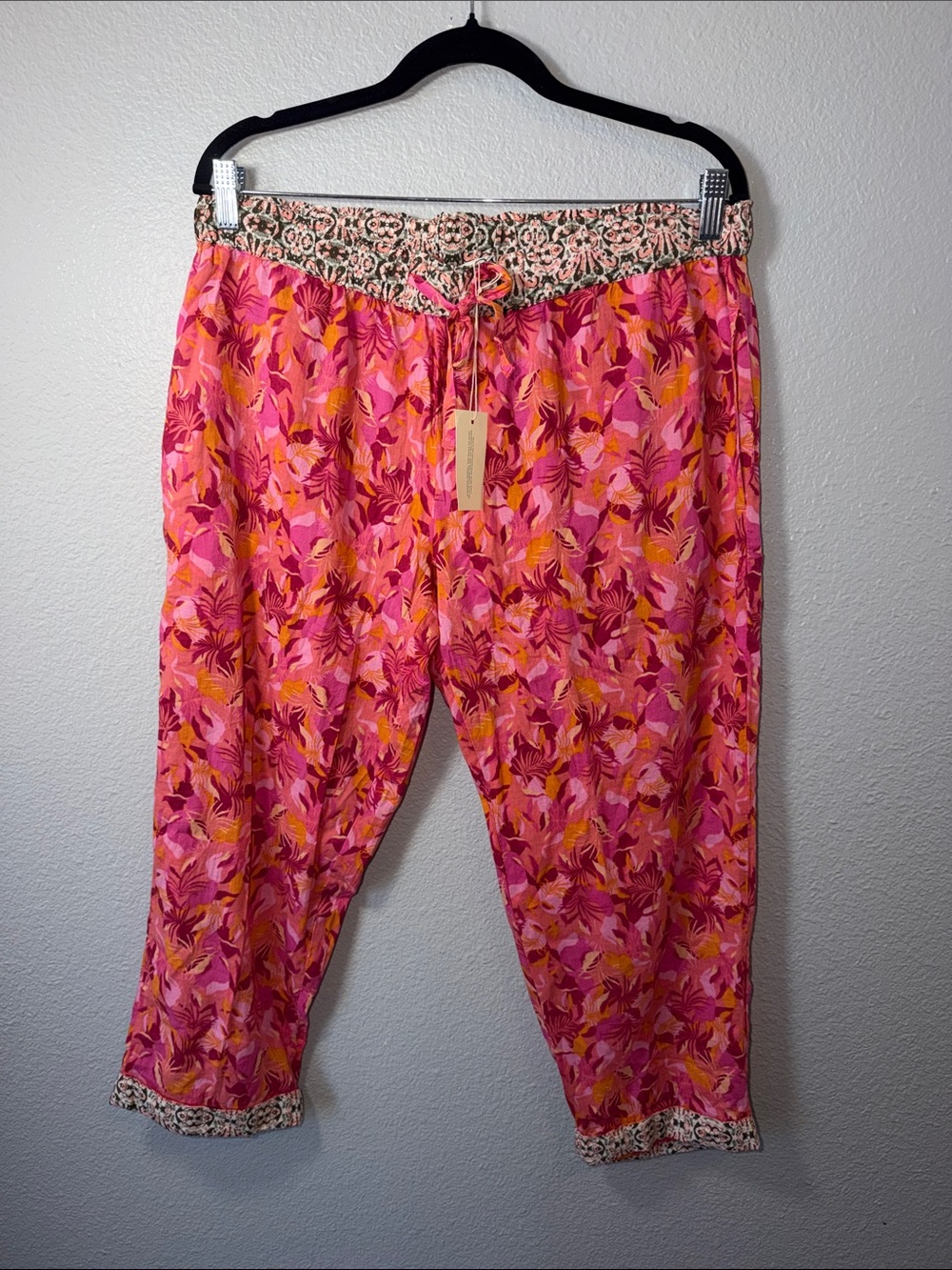Sundance Bright Pink 100% Cotton-Floral Pants